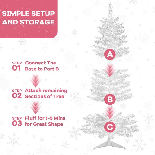 4 Fuß beleuchteter Weihnachtsbaum | nicht vorbeleuchtete weiße Lametta-Tannenbäume mit Lichtern - Bild 2 von 7