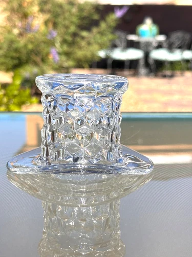 Fostoria Top Hat Toothpick Holder American Cube Crystal Clear Glass Vase Cubist