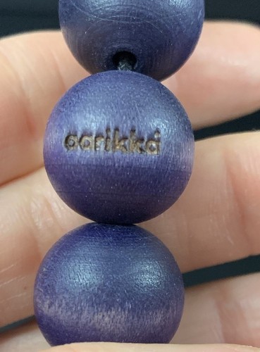 Aarikka Finland Modernist Purple Wood Beaded Necklace Chunky Stretch Statement - Picture 3 of 6
