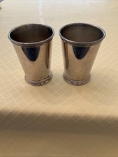 Webster~Wilcox Silver plate Mint Julep Cups. Two. No Monogram. Some Tarnish