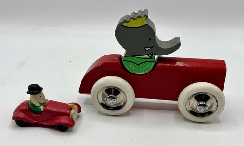 Le ROI BABAR en voiture - Jouet en bois VILAC 16 cm - 1989 - TBE - Imagen 3 de 6