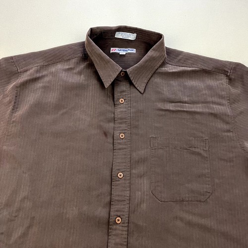 Vintage Anchor Blue Shirt Adult XXL Brown Button Up Short Sleeve Rayon 90s - Picture 2 of 10
