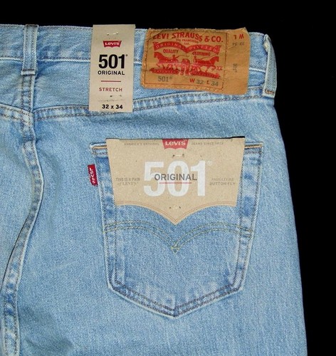 Levi's Herren NEU 501 Original Fit Jeans 32"W x 34"L Hellblau Stretch 005013184 - Bild 4 von 7