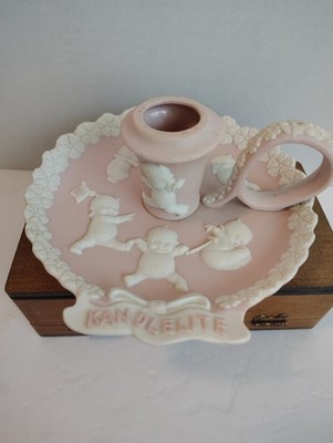 Kandlelite Vintage Pink and White Candle Holder Lenwile China Ardalt Japan HTF