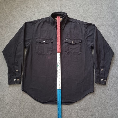 Harley Davidson Denim Shirt Mens M Black Snap Button Up Embroidered Biker Y2K - Picture 7 of 20