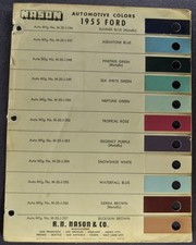 1955 Ford Paint Chip Colors Sheet Fairlane Mainline Customline Original 55