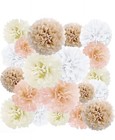 EpiqueOne 20-Piece Tissue Pom Poms Party Kit -  White, Ivory, Beach + Champagne