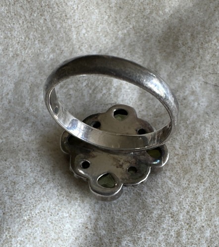 Vintage Sterling Silver Doug Paulus Peridot & Topaz Cluster Ring Size V - Picture 5 of 13