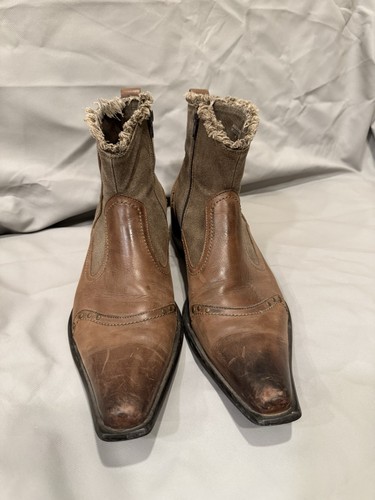 ALDO Brown Leather Western Boots Snip Toe Ankle Side Zip Men’s Size US 10
