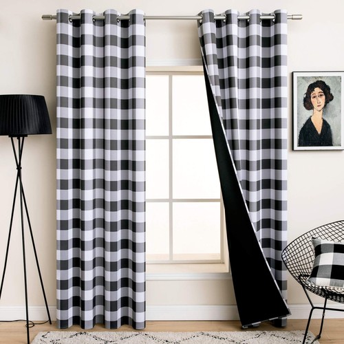 MIULEE Buffalo Plaid Curtains for Farmhouse Bedroom, Blackout Window Drapes w... - Picture 7 of 7