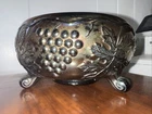 Vintage Fenton Grapes And Leaves Carnival Glass 3-Footed Bowl