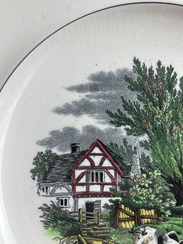 Spode Copeland Polychrome Priscilla Alden Dinner Plates Set Of 4 Set 2 - Picture 4 of 9