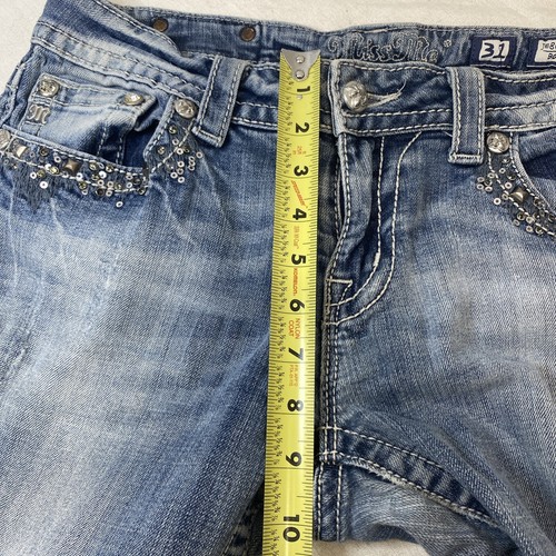 Miss Me Bootcut Jeans Women's 31 Blue Denim Pants JE8007BR Distressed Rodeo - Picture 11 of 16