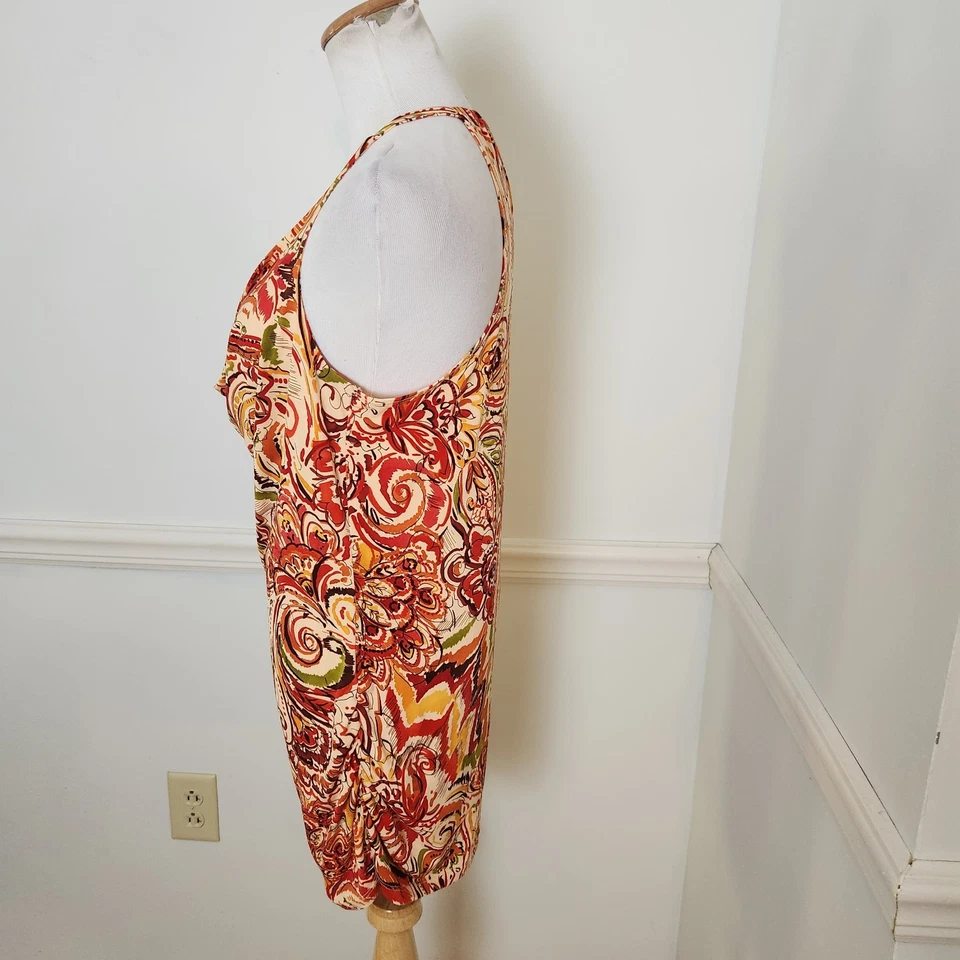 Vestido Y2K Bisou Bisou Talla Grande Para Mujer Capucha Profunda Cuello Mini Boho Playa Naranja Club Foto 3 de 4