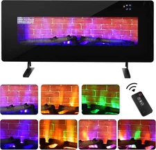 42 Inches Electric Fireplace, Wall Mounted and Freestanding Fireplace Heater wit