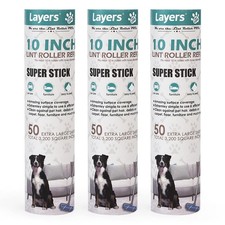 3 PCS Large Lint Roller Refill Fits Most Mega Rollers Hair Pet 10 Inch Wide