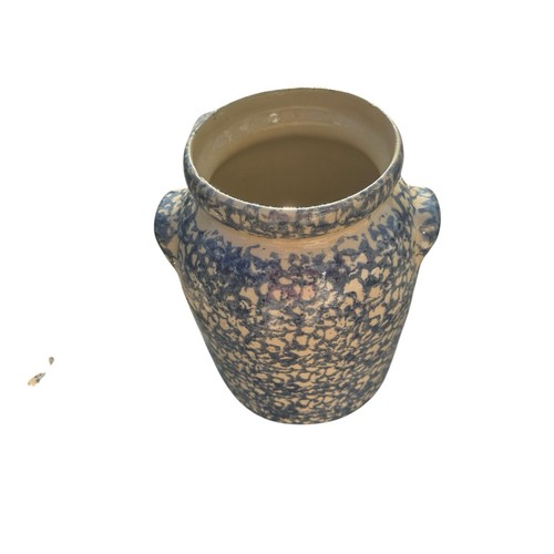 Vintage Roseville Keramik blau Schwammgeschirr Steinzeug Set 14 Teller Tassen Topf Glas - Bild 21 von 24