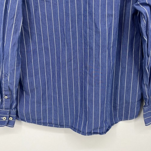 American Eagle Long Sleeve Button Shirt Men's Size XL Blue Vintage Fit Striped - Picture 8 of 12