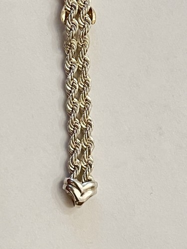 Vtg 14k 925 Sterling Double Rope Chain Precious Precious X Love Kisses Bracelet - Picture 4 of 5