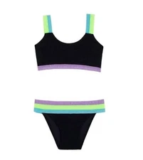 PQ Swim Little Girls Sporty Elastic Bikini SZ 8 NWT 