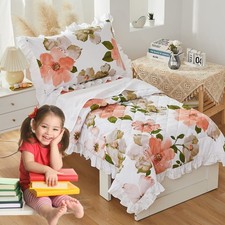 Toddler Bedding Set for Girls Bed in A Bag 4 Pcs Farmhouse Floral Comforter S...