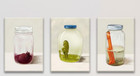 Funny Kitchen Canvas Wall Art Framed Set of 3 Eclectic Pickle Carrot Beet 12x16