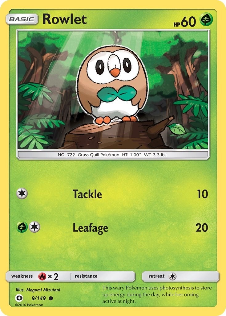 Rowlet Reverse Holofoil 9/149 SM Base Set