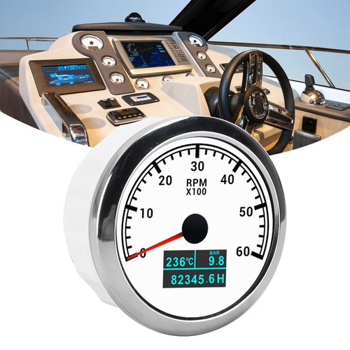 ⁺White Dial 3‑In‑1 6000RPM Tachometer Water Temp Oil Pressure Hour Gauge IP67 - Picture 9 of 22