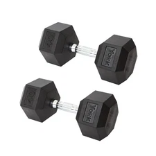York Barbell Hex Dumbbell Set 40LB Rubber Coated Fixed Weight Dumbbells Pack 2