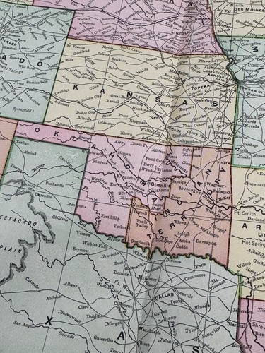 1898 Map UNITED STATES Rand McNally 28" x 21.5" States Shown in Different Colors - Picture 14 of 24