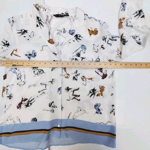 Dog Lovers Multi Breed Dog Print Women Blouse Sz LG Super COOL Zara - Picture 7 of 11