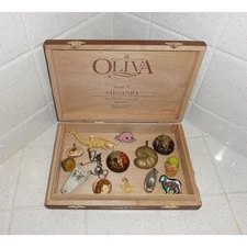 Vintage Oliva Wood Cigar Box stash box wooden jewelry box trinket box