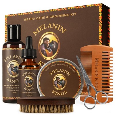 Melanin Kings Beard Grooming Kit for Men - Formulas With Ancient African Natu...