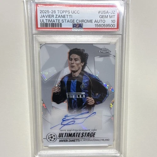 Topps 2025-26 UCC Javier Zanetti USA-JZ Ultimate Stage Chrome Auto PSA 10
