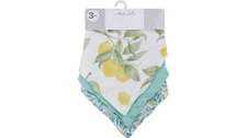 Rene Rofe Baby Blue, White, & Lemon Bandana Bibs (3 ct) Muslin Premium Cotton