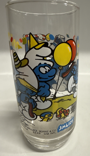 Bicchiere vintage Peyo 1983 Wallace Berrie & Co. SMURF retrò - pratico e pesante - Foto 17 di 21