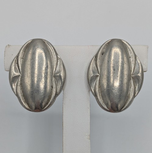 Ben Amun Ohrclips gewölbt oval silberfarben wie abgebildet siehe Beschreibung  - Bild 1 von 22