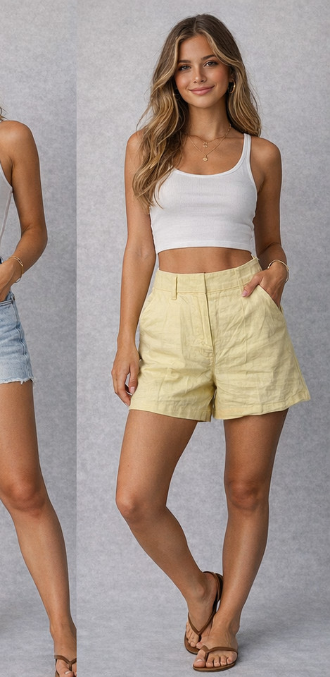 Marcs Linen Blend Shorts Size 8 Yellow Tailored Smart Casual Summer