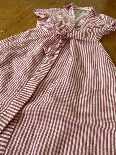 Vineyard Vines Seersucker Tie-Front Shift Dress red & white women’s Size 0 - Picture 2 of 6