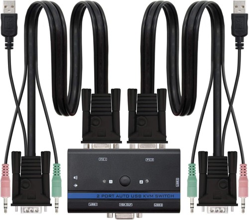 Nanocable 10.12.0001 Switch KVM Switch for Controlling 2 PCs with a Single Keybo - Photo 2/3