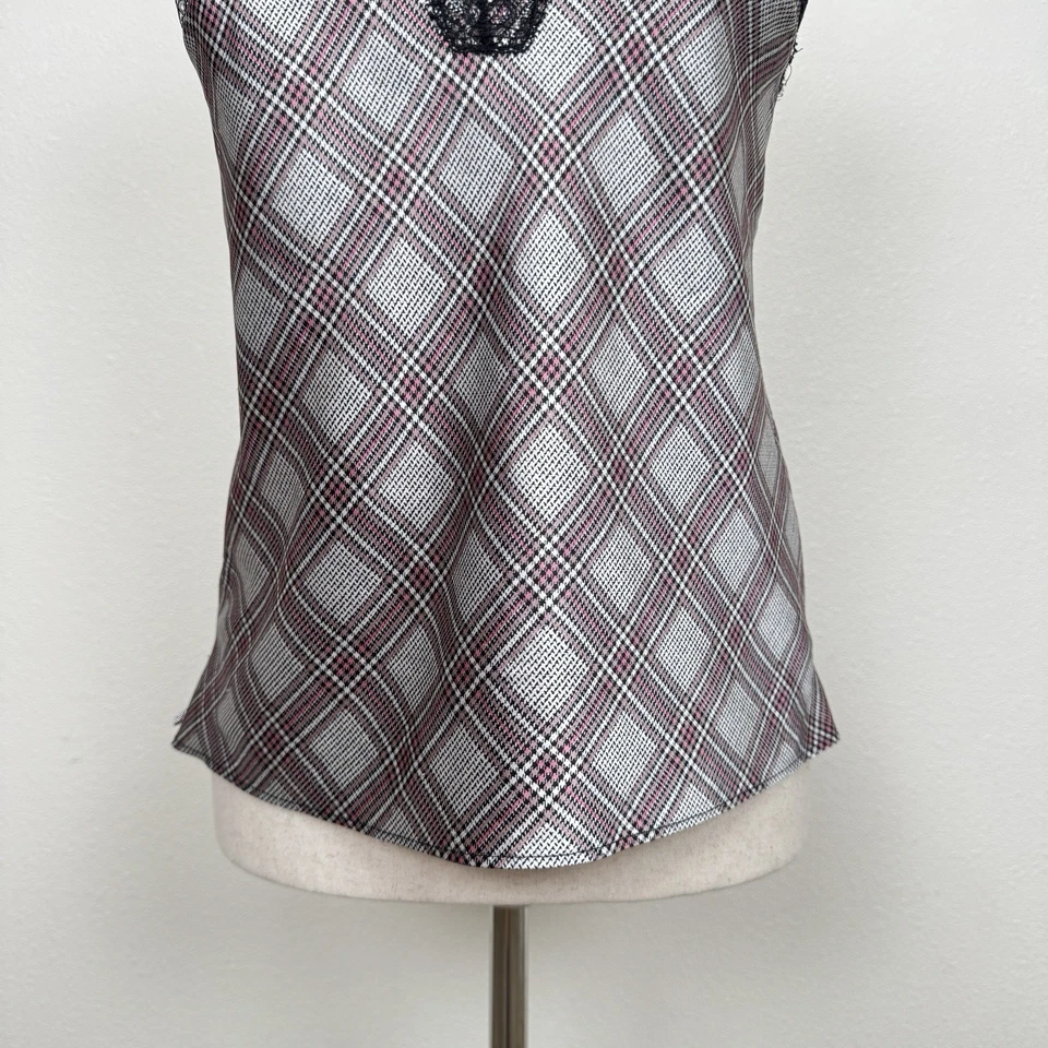 Lencería coqueta de encaje satinado a cuadros gris medio cami de Victorias Secret para mujer Foto 4 de 4