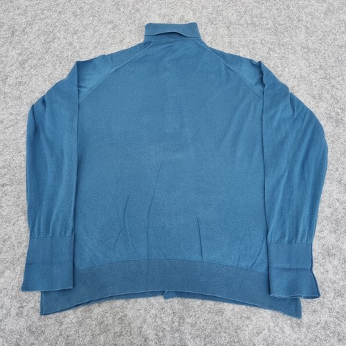 John Smedley Shirt Mens XL Blue Knit Polo Sea Island Cotton Casuals Mod Britain - Picture 2 of 8
