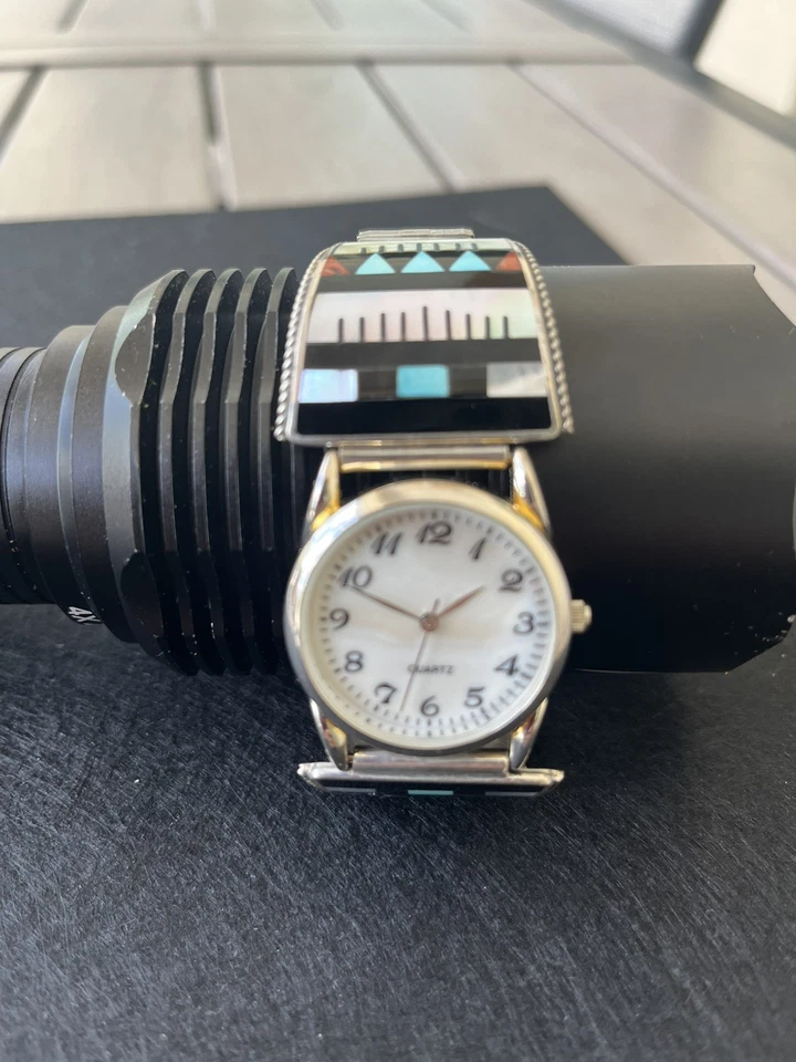 Мужские часы с инкрустацией из нескольких камней от художников Zuni Leander & Lisa Othole - Изображение 3 из 4