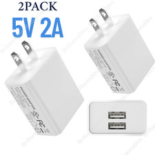 2PACK US Plug 5V 2A USB Port Wall Charger Dual USB Power Adapter Converter Lot