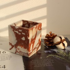 Calacatta Red Marble Toothbrush Holders for Bathroom, Natural Marble Makeup B...