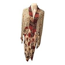 Umgee Women's Beige All Over Print Floral 3/4 Sleeve Kimono Size S/M Oversized