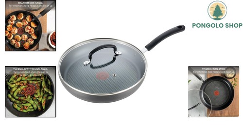 T-fal Ultimate Padella Antiaderente Anodizzata Rigida con Coperchio 12 Pollici, - Foto 2 di 9