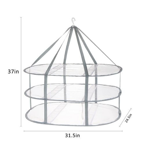 3-Tier Folding Mesh Clothes Hanging Dryer, Sweater Drying Rack, Large Laundry... - Picture 2 of 8
