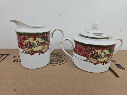 Noritake Royal Hunt Milchkännchen und Zuckerdose mit Deckel 3930 Hase Fasan