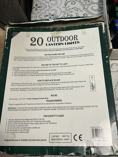 LINTERNAS EXTERIORES PREMIER 24V 20.. MULTICOLORES.. EN CAJA CON BOMBILLAS DE REPUESTO. - Imagen 4 de 5